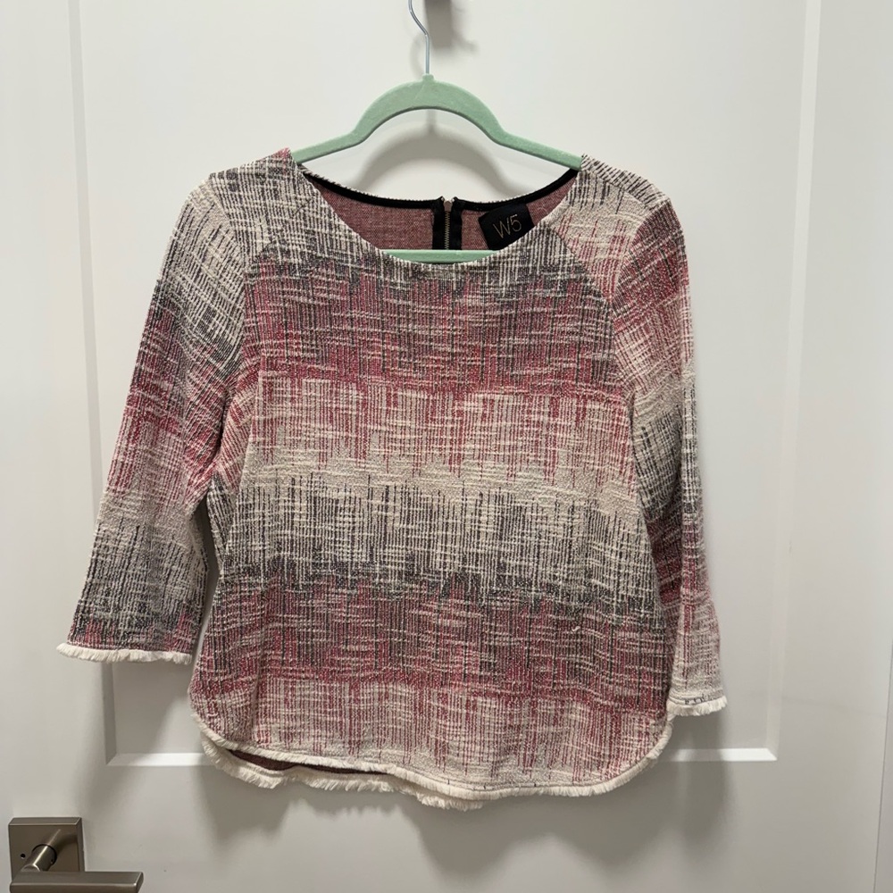W5 Pink and Gray Textured Top